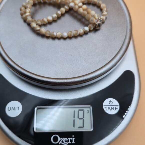 16.5 Inch Sterling Silver Cream Biege White Shell Necklace B738 - Picture 6 of 6